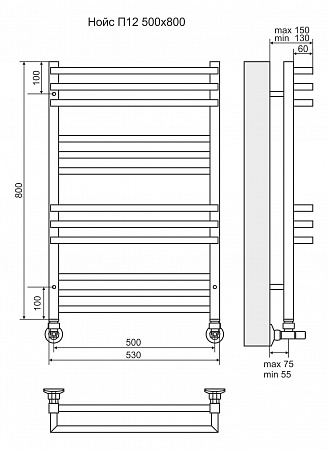 Нойс П12 500х800 Полотенцесушитель  TERMINUS Наро-Фоминск - фото 3