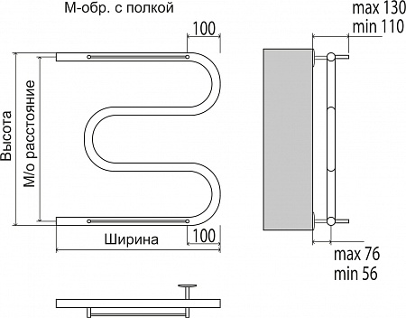 М-обр с/п AISI 32х2 500х400 Полотенцесушитель  TERMINUS Наро-Фоминск - фото 3