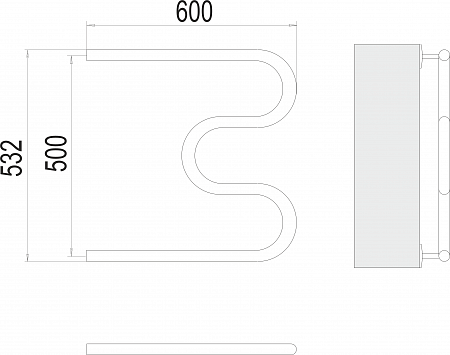 М-обр AISI 32х2 500х600 Полотенцесушитель  TERMINUS Наро-Фоминск - фото 3