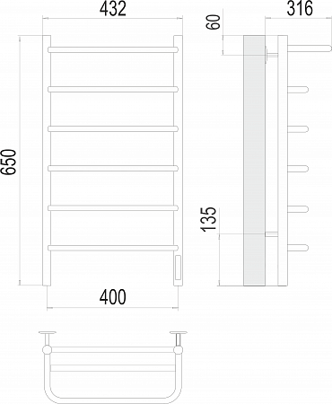 Полка П6 400х650 Электро (quick touch) Полотенцесушитель  TERMINUS Наро-Фоминск - фото 3