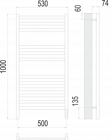 Енисей П12 500х1000  электро (sensor quick touch) Полотенцесушитель TERMINUS  Наро-Фоминск - фото 3