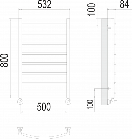 Классик П8 500х800 Полотенцесушитель  TERMINUS Наро-Фоминск - фото 3