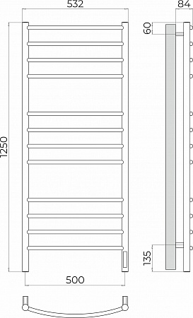 Классик П12 500х1250 Электро (quick touch) Полотенцесушитель TERMINUS Наро-Фоминск - фото 3