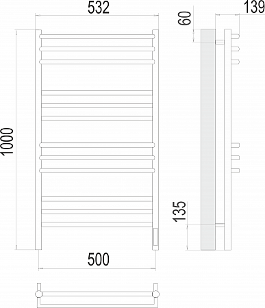 Прато П12 500х1000 электро (sensor quick touch) Полотенцесушитель  TERMINUS Наро-Фоминск - фото 3