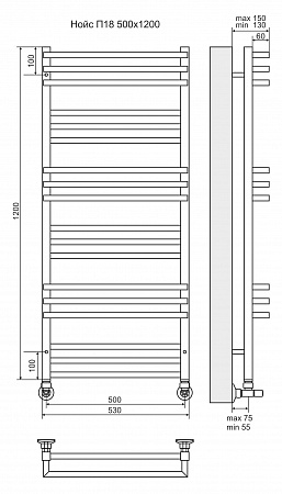 Нойс П18 500х1200 Полотенцесушитель  TERMINUS Наро-Фоминск - фото 3