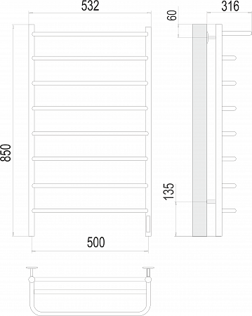Полка П8 500х850 Электро (quick touch) Полотенцесушитель  TERMINUS Наро-Фоминск - фото 3