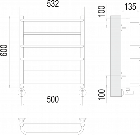 Евромикс П6 500х600 Полотенцесушитель  TERMINUS Наро-Фоминск - фото 3