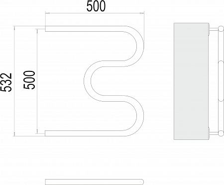 М-обр AISI 32х2 500х500 Полотенцесушитель  TERMINUS Наро-Фоминск - фото 3