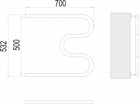 М-обр AISI 32х2 500х700 Полотенцесушитель  TERMINUS Наро-Фоминск - фото 3