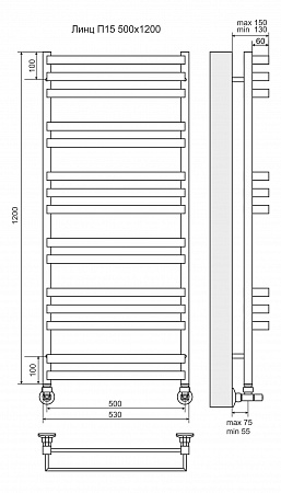 Линц П15 500х1200 Полотенцесушитель  TERMINUS Наро-Фоминск - фото 3