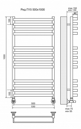 Рид П13 500х1000 Полотенцесушитель  TERMINUS Наро-Фоминск - фото 3